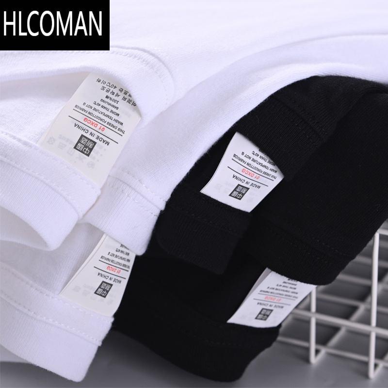 HLCOMAN210G夏季纯色短袖打底衫情侣T恤圆领男女款纯黑内搭