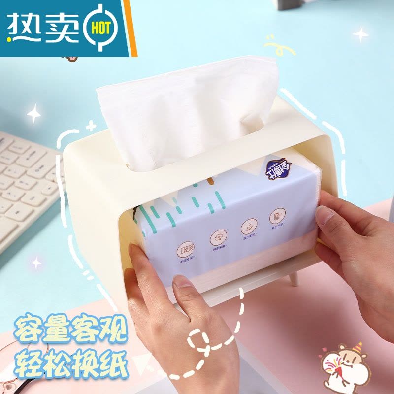 敬平多功能学生宿舍桌面餐厅可爱手机支架抽纸收纳盒 湛江蓝⭐电视纸巾盒[可爱贴纸+ 3D树脂贴]图片