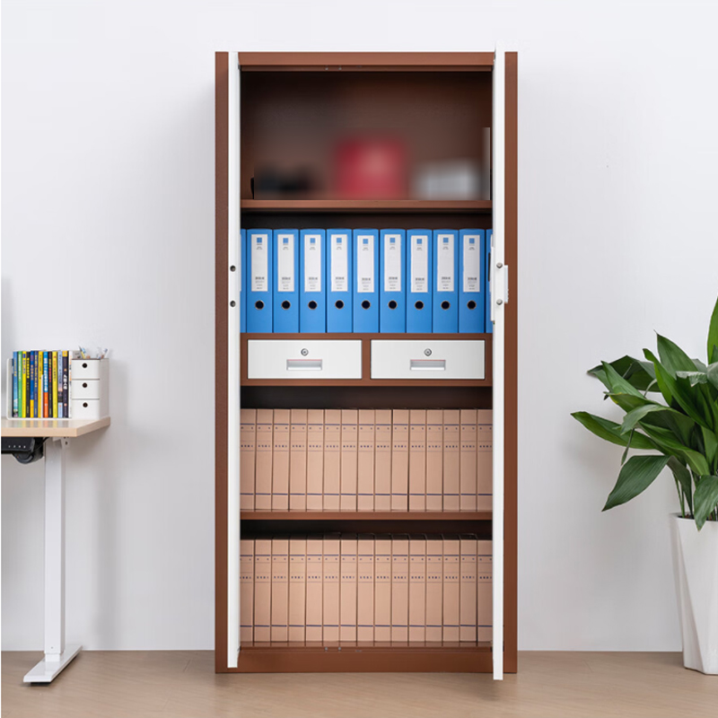 缑氏指纹电子保密柜钢制密码文件柜档案柜矮柜资料柜办公柜通门咖白色:国保密码锁高清大图