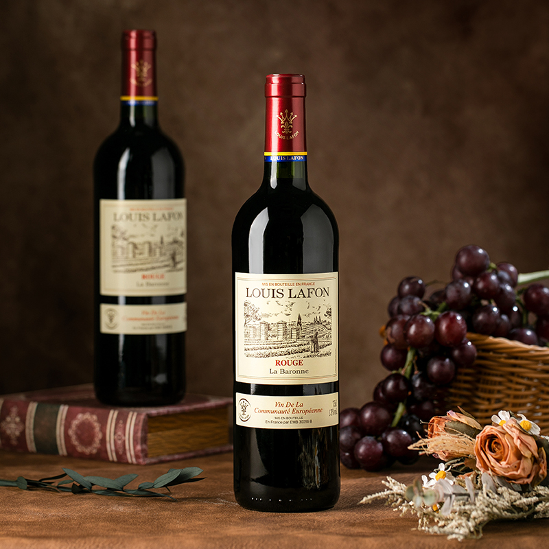 路易拉菲(LOUIS LAFON)男爵夫人干红葡萄酒 750ml 法国进口 双支礼盒装