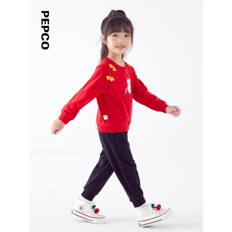 小猪班纳童装2023春装新款儿童上衣裤子两件套小童女童套装运动潮