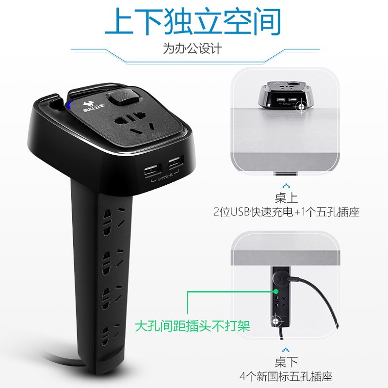 公牛(bull) 办公系列-插座桌洞USB插座 全长1.8米 GN-U2050高清大图