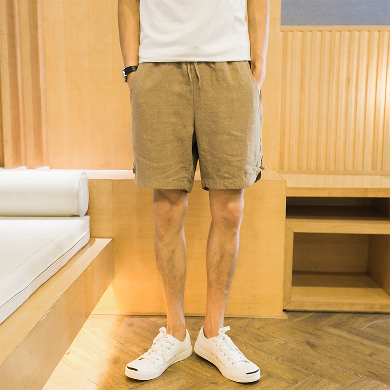 夏款新款宽松五分裤男士休闲沙滩裤学生直筒短裤马裤韩版潮男裤子