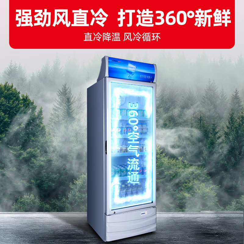 星星(XINGX)316升立式玻璃门展示柜冷柜 饮料陈列柜 商用冷藏冰箱(银灰色)LSC-316C