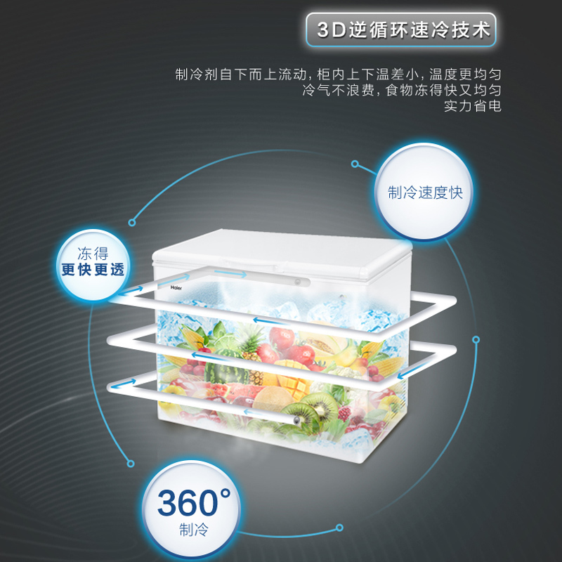 海尔(Haier)315升 卧式冷柜 断电保护 节能省电 大冷冻力 商用大冰柜 BC/BD-315HDB