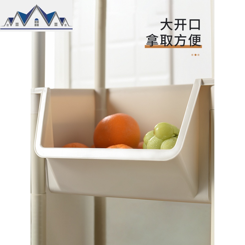 厨房蔬菜置物架落地多层收纳架塑料果蔬收纳筐家用蔬菜篮子带滑轮 三维工匠高清大图