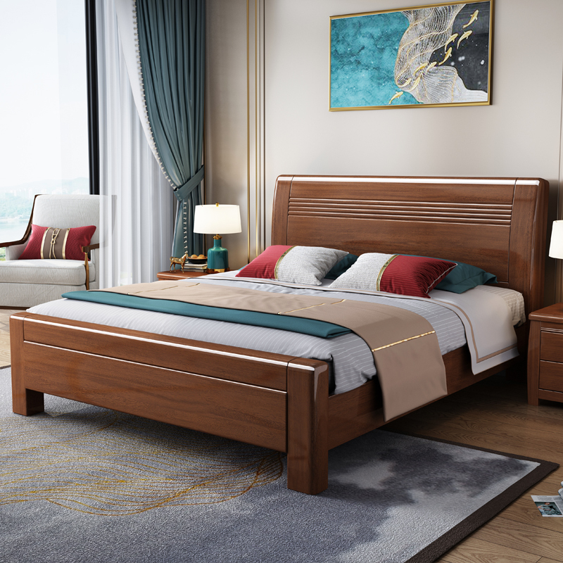 百冠环球床金丝胡桃木实木床现代中式18米卧室家具气压储物主卧双人床