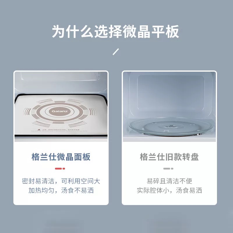 格兰仕家用微波炉旋钮操作平板加热六档火力23升 700W 白色 P70F23P-G5(S0)高清大图