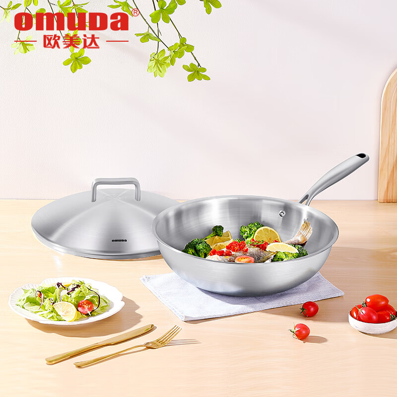 欧美达(Omuda)巴赫系列-316不锈钢炒锅家用炒菜锅燃气灶使用少油烟 30cm高清大图