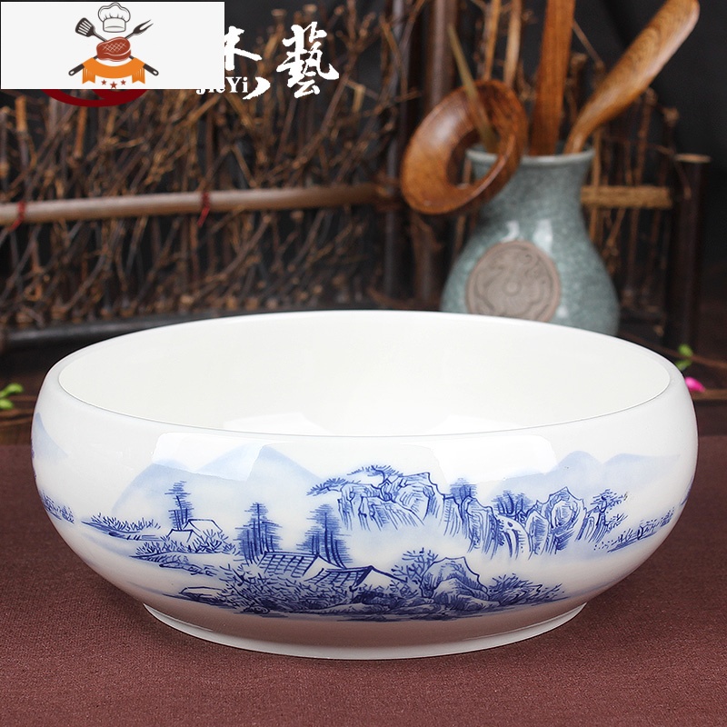 茶洗大号特大家用笔洗青花瓷陶瓷茶具配件洗茶碗茶道零配水盂水洗 国色天香[6寸青花茶洗] 敬平高清大图
