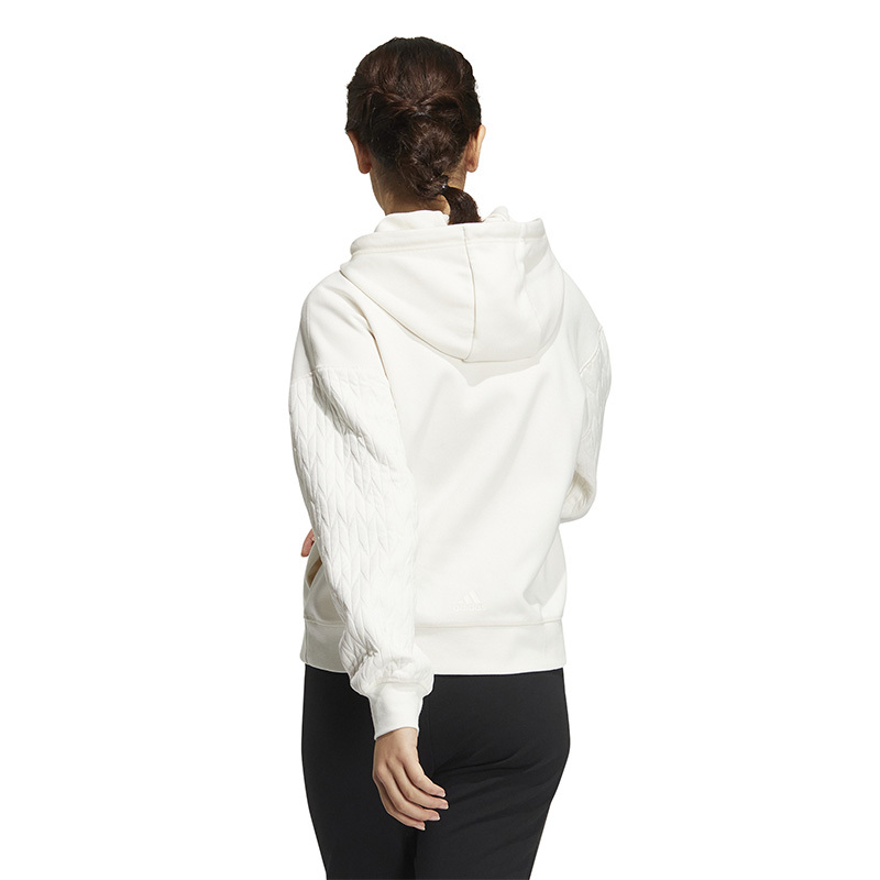adidas met hood nov t1 logo刺绣连帽长袖卫衣 女款 白色 hm7104