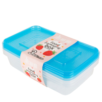 美丽雅 晶彩塑料保鲜盒1750ml*3套装 密封盒储物盒打包盒餐盒冷冻盒