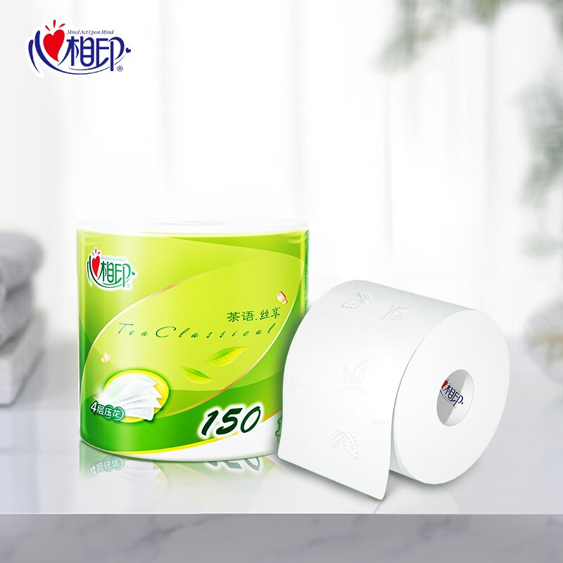 心相印茶语经典150克24粒装四层茶叶压花卷筒卫生纸BT2410(箱装)高清大图