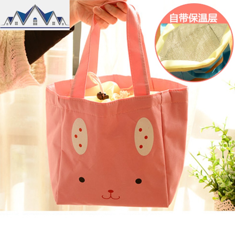 防水手提帆布饭盒袋子保温便当包袋加厚带饭装午餐男女小拎包大号 三维工匠收纳包高清大图