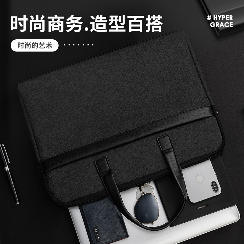 得力 63751深灰 时尚办公公文包 涤纶手提资料袋高清大图