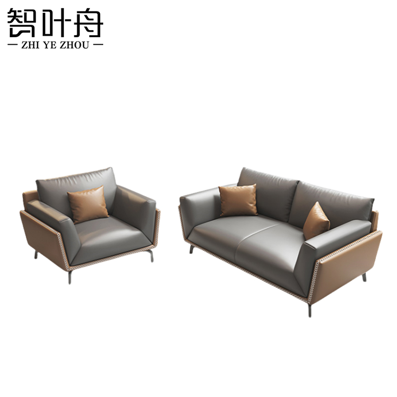智叶舟办公沙发组合150*90*80cm(2+1)套高清大图