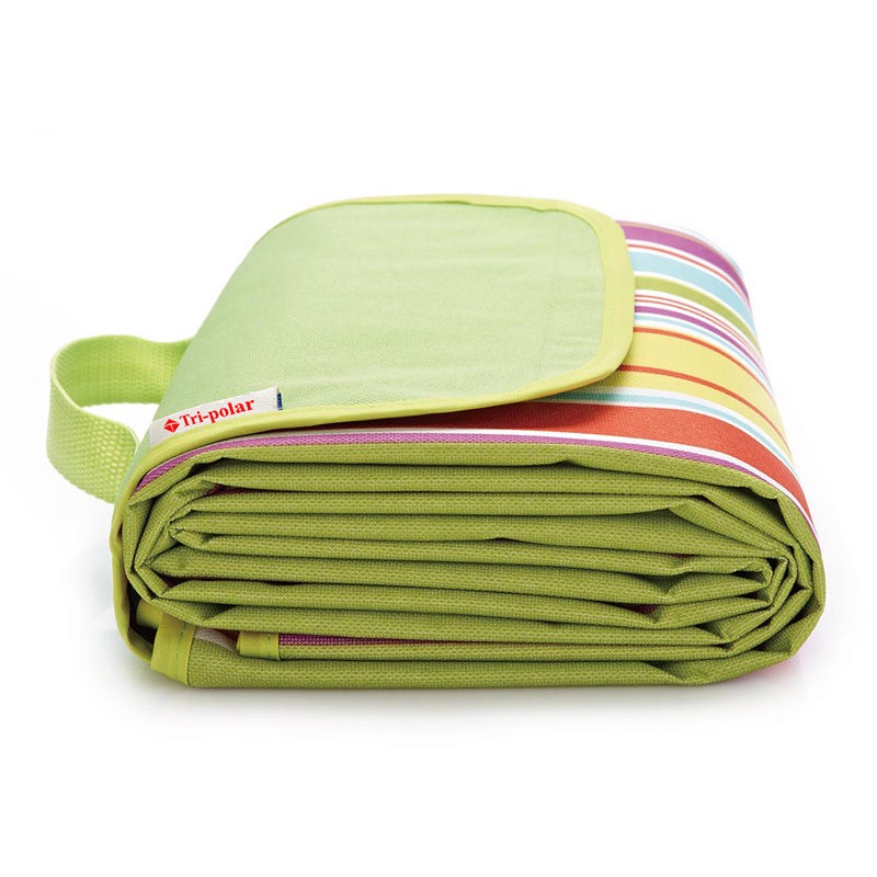 三极户外 野餐垫户外防潮垫牛津布防潮野餐垫折叠郊游垫野餐垫TP1201 蓝色彩条 200*150cm高清大图