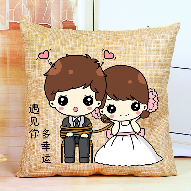 新款印花十字绣抱枕简约现代客厅情侣一对汽车抱枕简单绣个性靠垫