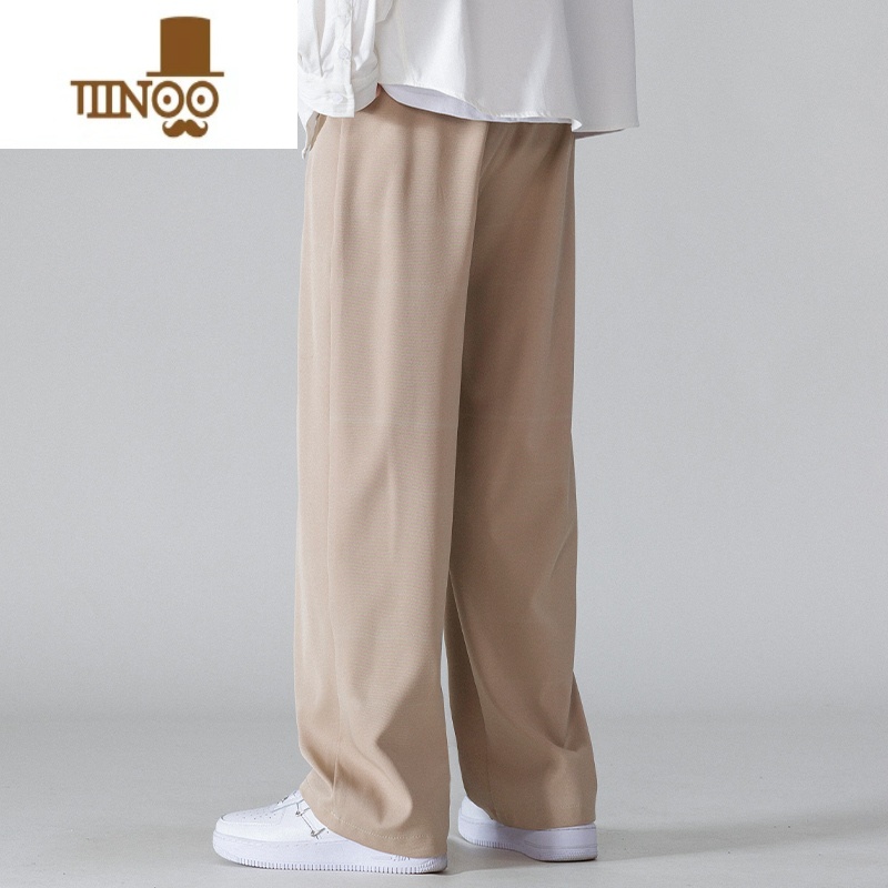 YANXU夏季薄款宽松冰丝裤子男直筒垂感西裤男生运动速干裤阔腿休闲长裤高清大图