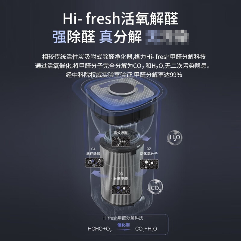 格力(GREE) 空气净化器KJ580G-A01家用公司办公室净化机 甲醛PM2.5双数显甲醛真分解除菌消毒高清大图