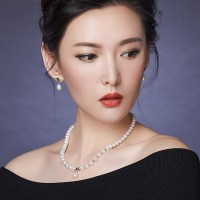 京润珍珠 慈爱 系列 925银淡水珍珠项链 8-9mm四面光 珠宝送女友