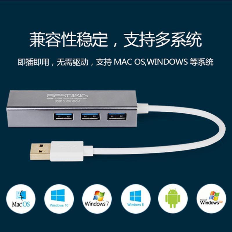macbook苹果电脑usb网线转换器mac小米荣耀笔记本pro接头网口air [Type-c]千兆3.0银送线袋