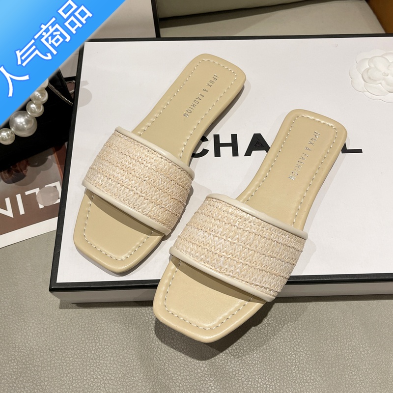 SUNTEK平底编织凉拖鞋仙女鞋子夏季外穿2023年新款三亚度假沙滩罗马凉鞋高清大图