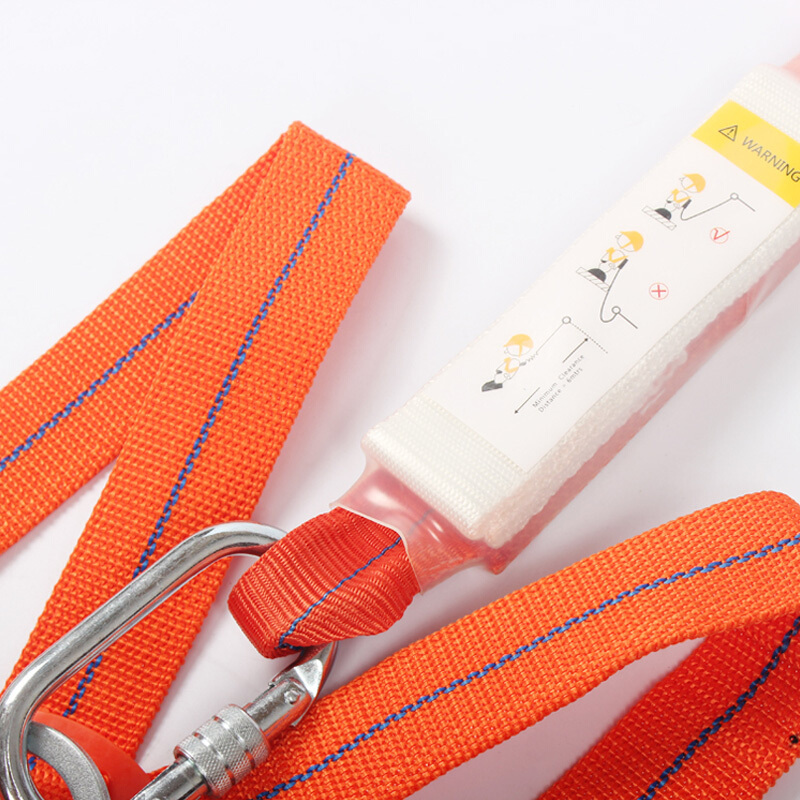 谋福cnmf8709高空双背安全带单钩攀岩带安全扣防坠落带绳安全带半身