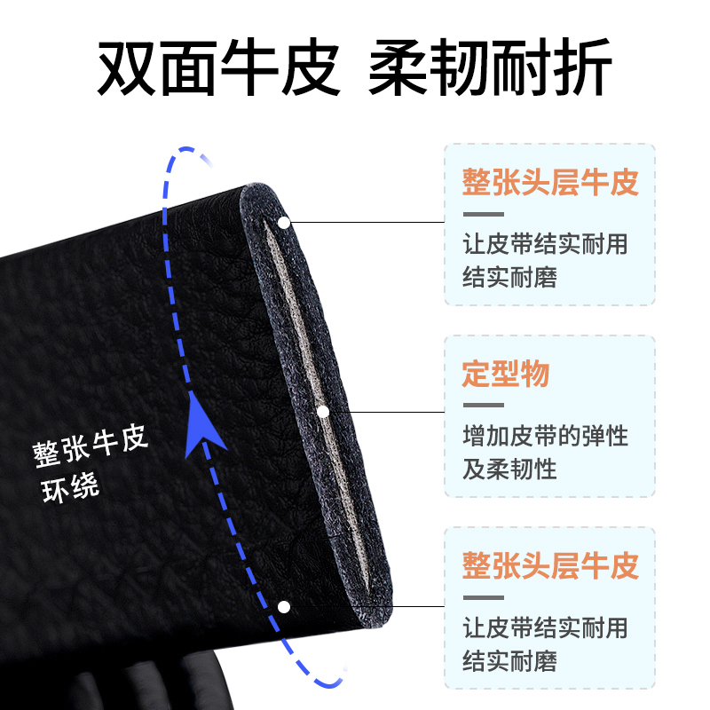 花花公子纯男士皮带真皮头层牛皮自动扣腰带年轻人裤带潮高档花头高清大图