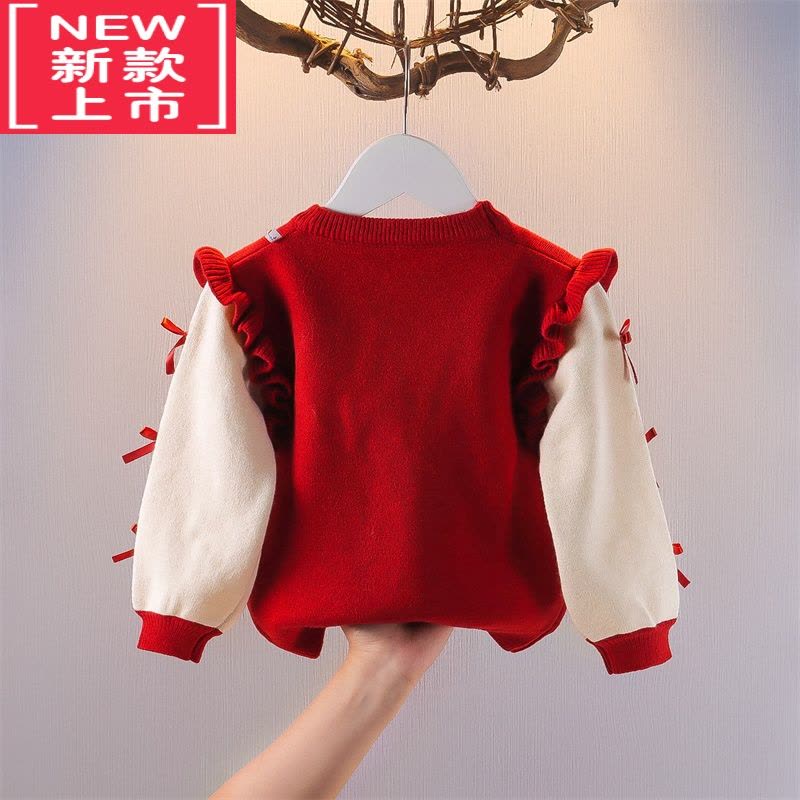 可莉允儿童毛衣套头衫加绒女童针织衫上衣秋装女孩公主外套女宝宝打底衫图片