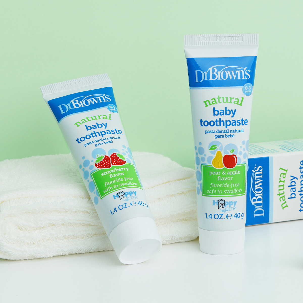 布朗博士 儿童牙膏天然果胶无氟儿童护理牙齿防蛀防龋齿不辣口 啤梨