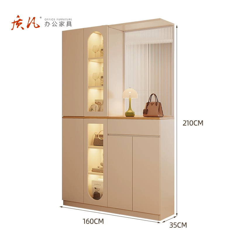 苏宁 质凡 现代简约隔断屏风柜门厅玄关鞋柜/ZF-XGG031/1600*350*2100mm高清大图