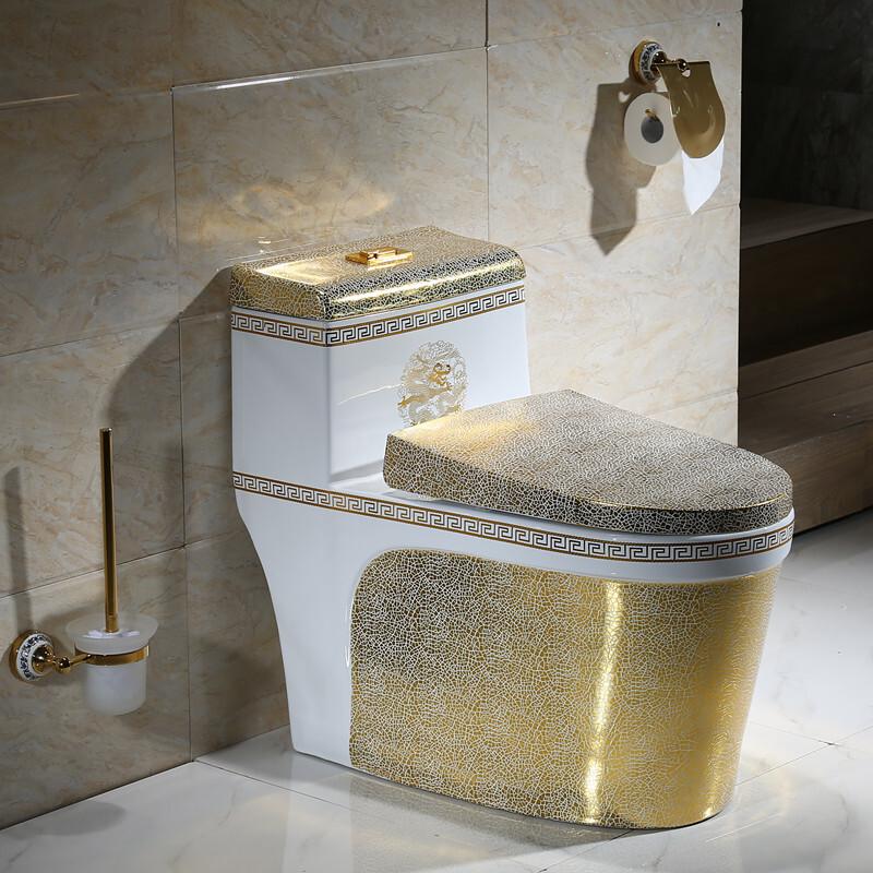 彩色马桶家用坐便器欧式彩金陶瓷座便器250/350坑距卫生间坐厕波迷娜BOMINA高清大图