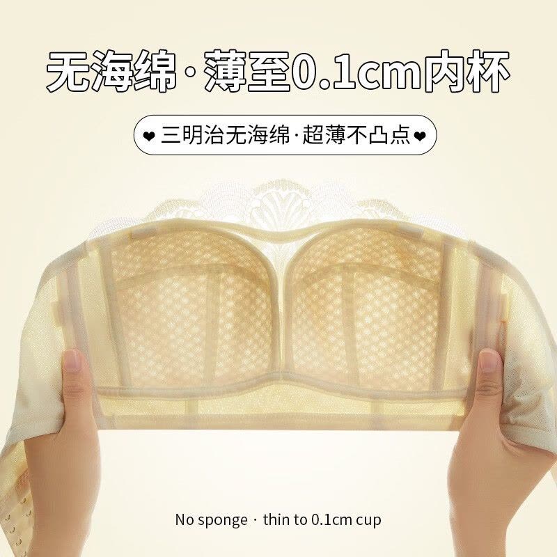 浪莎内衣女士抹胸裹胸无肩带夏季薄款大胸显小性感防下垂防走光文胸罩 白色1件装 34/75BC图片