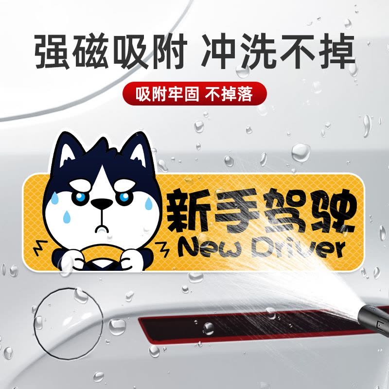 [补贴10%]实习期车贴新手上路反光标志汽车磁贴搞笑车标创意磁吸女司机贴图片