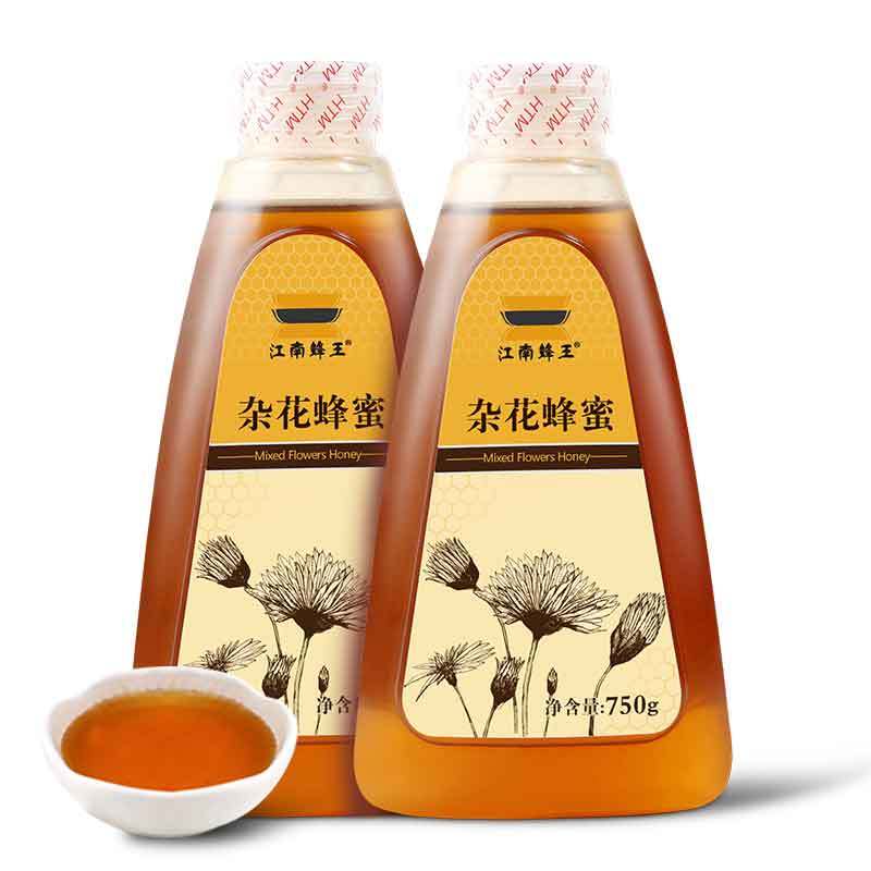 江南蜂王(Jiang nan queen bee) 杂花蜂蜜 750g/瓶X2瓶 滋补蜂蜜 多种花 瓶装蜂蜜 百花蜜