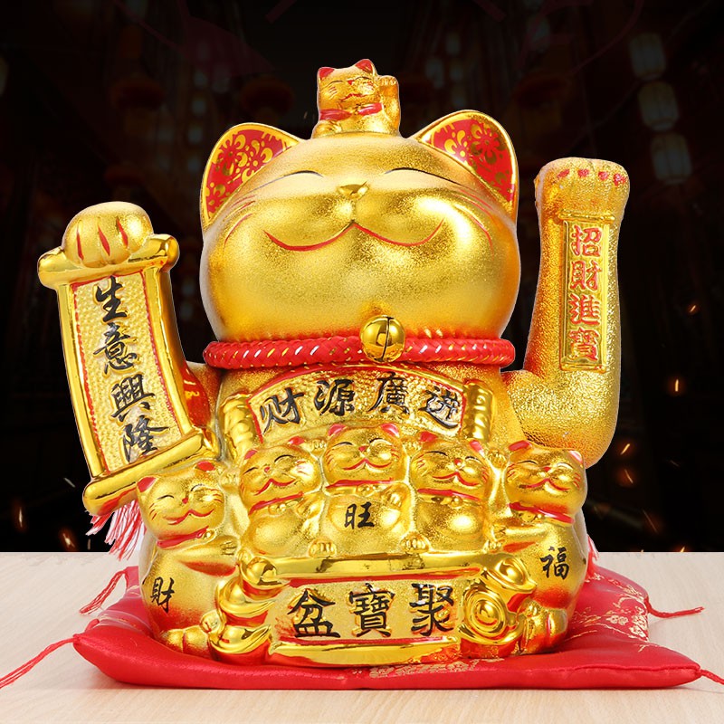 陶瓷金色发财猫猫摆件开业自动招手电动摇手店铺收银台礼品 三维工匠 大号「财源广进」猫高清大图