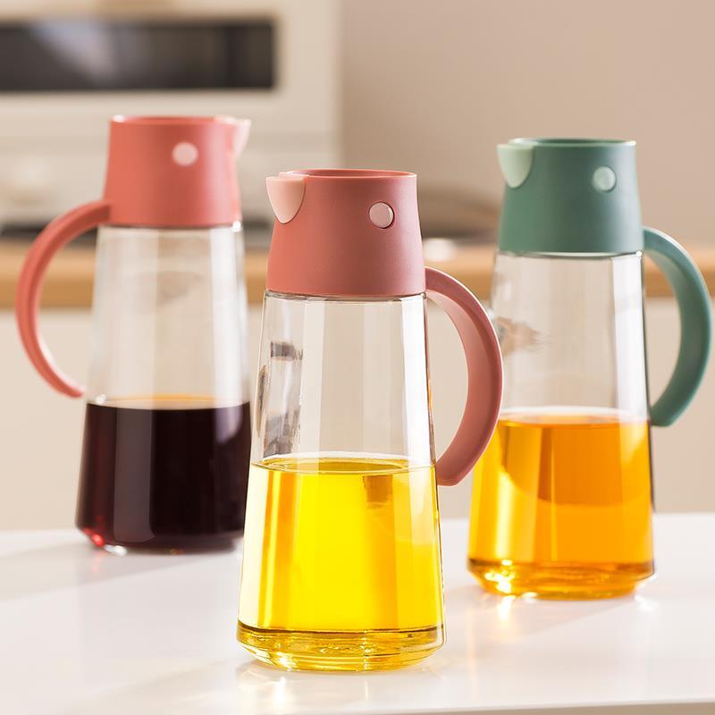 绿 -630ml标签,自动开合1 自动开合油壶调味瓶油壶不挂油家用厨房玻璃