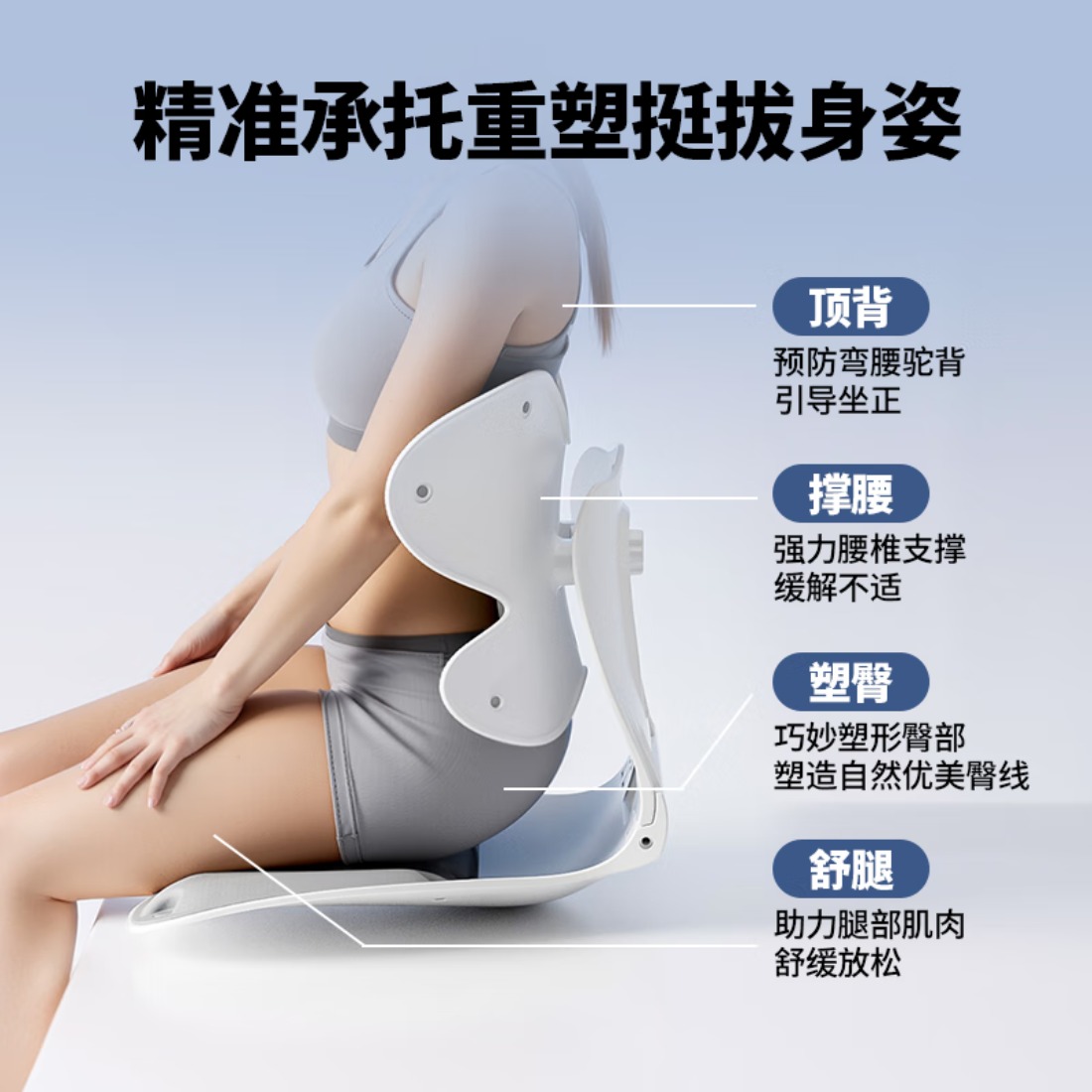 践程护腰坐垫办公室久坐美臀神器人体工学生居家坐姿椅子坐垫腰靠背一体式汽车透气护腰座椅靠垫SC03 SC03高清大图