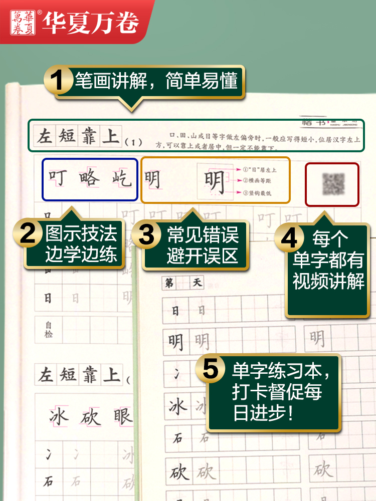 [全套5本]楷书全视频学练套装 . 顺丰 [正版]志飞习字 楷书控笔训练字帖幼儿园入门 幼儿儿童练字趣味小学生笔控训高清大图