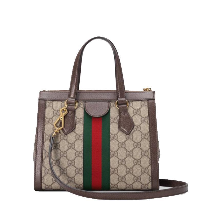 [直营]古驰(GUCCI)Ophidia系列小号双G红绿条复古购物袋女士拉链款单肩包斜挎包 女包