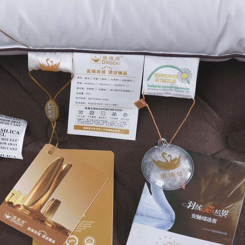 羽绒枕芯95%白鹅绒枕头单人护颈椎全棉五星级酒店宾馆一对拍2