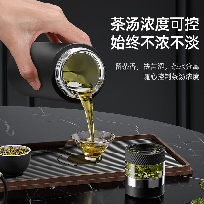 全格 泡茶保温杯PC516-420钢本色高清大图