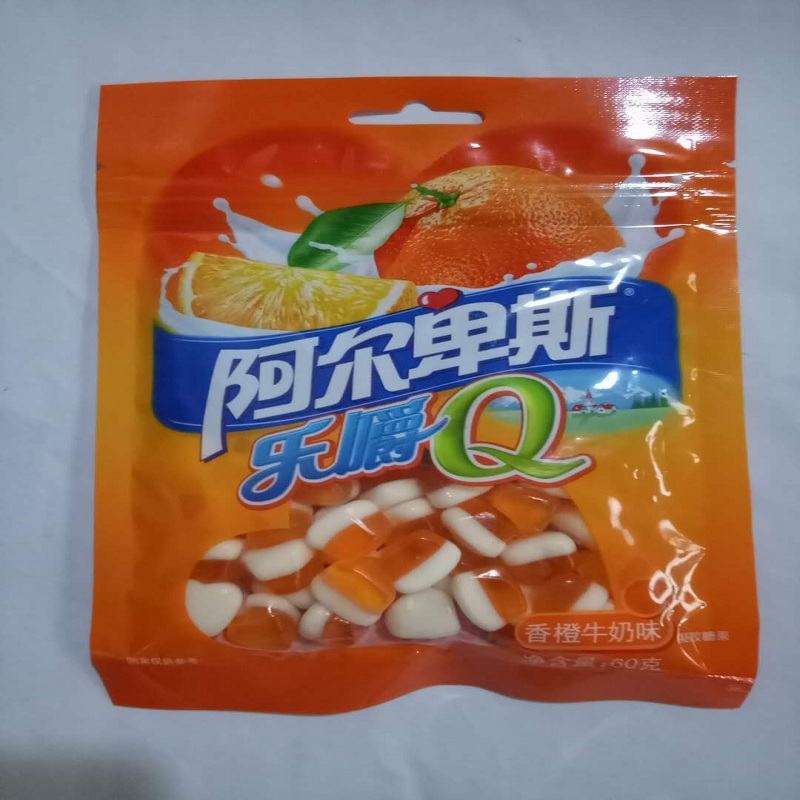 阿尔卑斯乐嚼Q香橙牛奶味橡皮糖60G