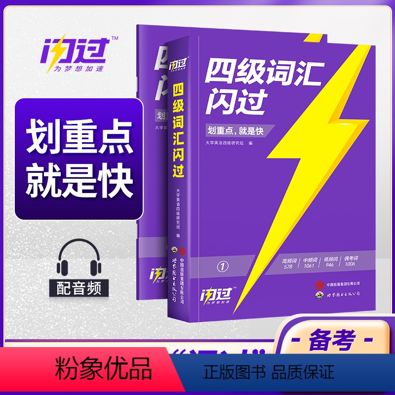 四级词汇+真题 闪过 [正版]备考6月四级词汇闪过2024巨微英语四六级词汇闪过乱序版词根词缀联想记忆法核心高频词四级单