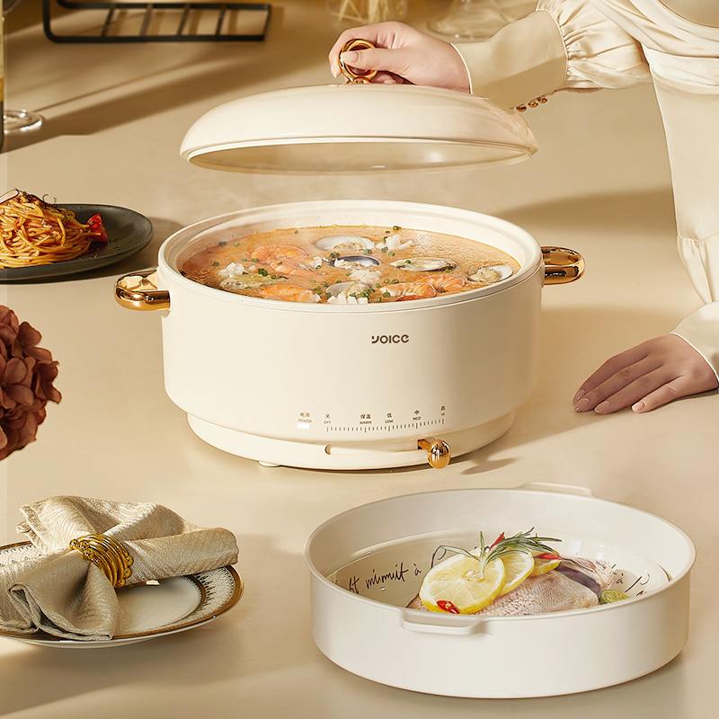 优益 电炒锅 炒菜火锅多功能家用电锅一体式插电电热锅 电蒸锅 不带蒸笼 Y-DHG012高清大图