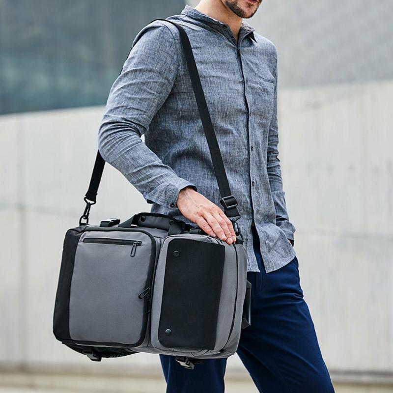 新款双肩背包男商务出差电脑包大容量旅行包男手提男士背包书包男黑拼