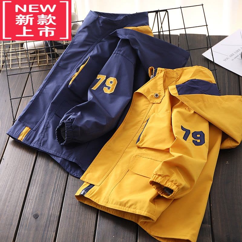 可莉允男童连帽加绒外套秋冬中大儿童冲锋衣防风保暖棉服夹克衫夹棉上衣图片