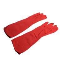 冰禹 SNll-03 加厚牛筋耐磨清洁工具 耐酸碱工业乳胶橡胶手套 劳保家务保洁洗车手套 38cm红色乳胶 L码(1双)