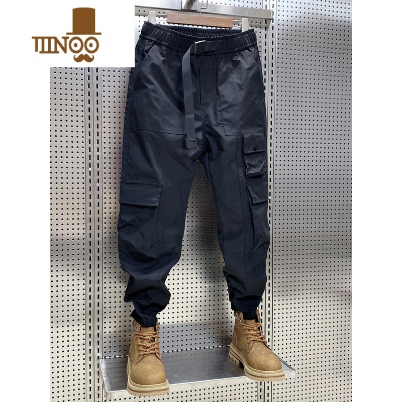 YANXU2023夏季潮牌男工装裤束脚宽松大码多口袋户外运动百搭休休夏外松高清大图